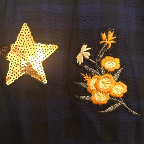 Sam Edelman Patch Embellished Plaid Sleep Shirt - Picture 7 of 14